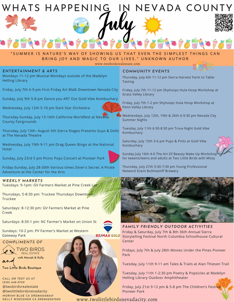 July Event Calendar for Nevada County