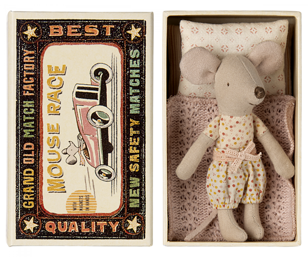 Maileg -  Little Sister Mouse in Matchbox