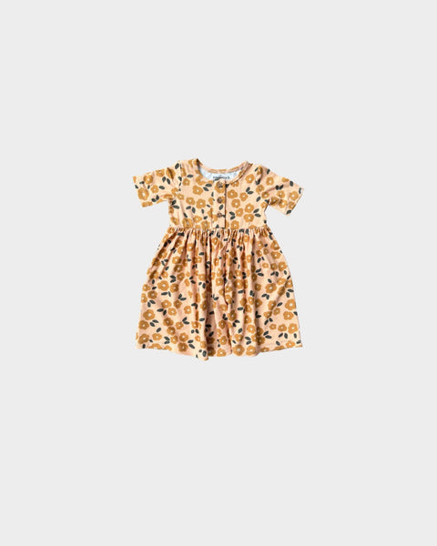 Babysprouts - Girl's Henley Dress in Golden Floral
