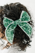 Golden Dot Lane - Pinch Proof Green Floral and Rainbows St Patricks Day Serged Headband