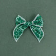 Golden Dot Lane - Pinch Proof Green Floral and Rainbows St Patricks Day Serged Bow Clip