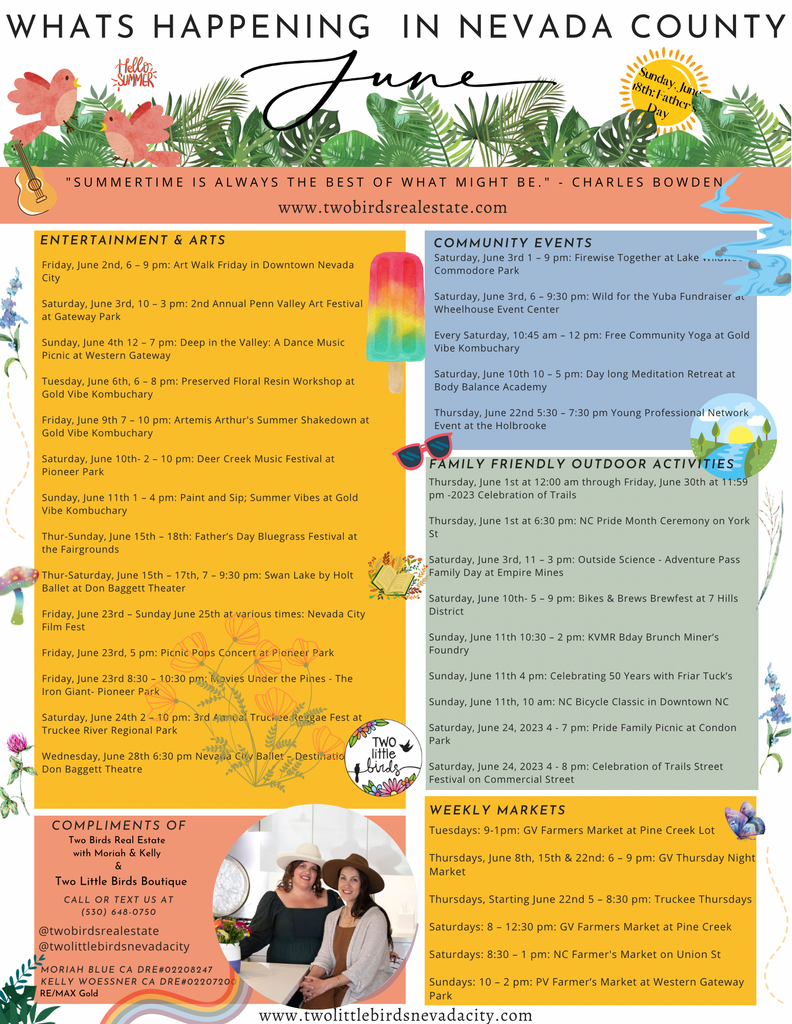 June Activities and Event Calendar in Nevada County