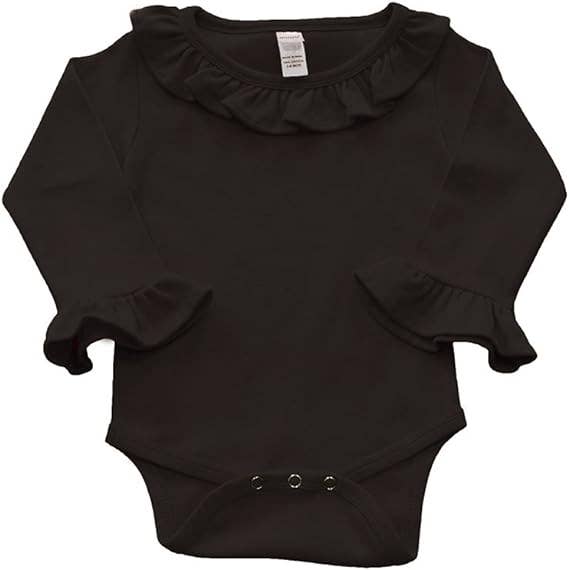 MONAG - Long Sleeve Ruffle Baby Onesie, Frill Baby Bodysuit