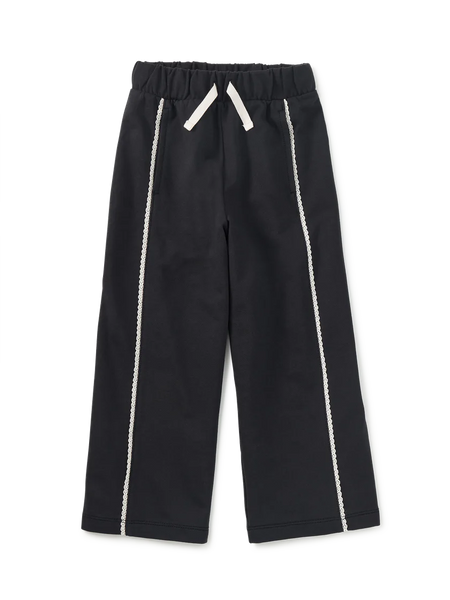 Tea Collection -  Lace Trim Track Pants - Black