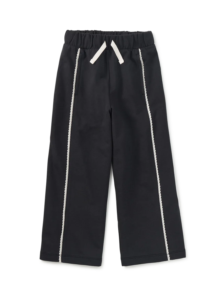 Tea Collection -  Lace Trim Track Pants - Black