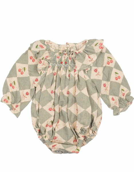 Wild Wawa- Noelle Bubble Cherry Patchwork Vintage Blue