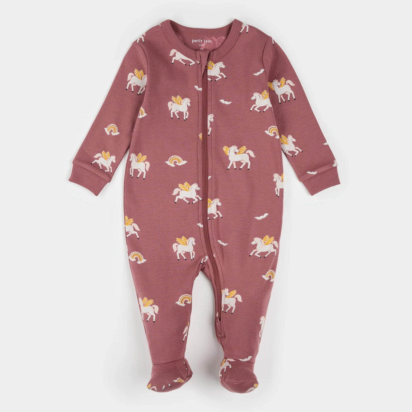 Petit Lem - Rainbow Pegasus on Dark Pink Footie Pajama