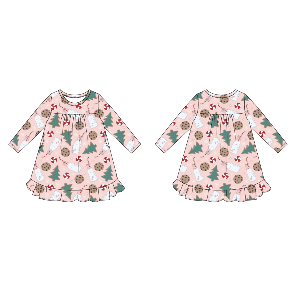 Sweet Bamboo - Santa’s Cookies, Pink - Boho Dress -