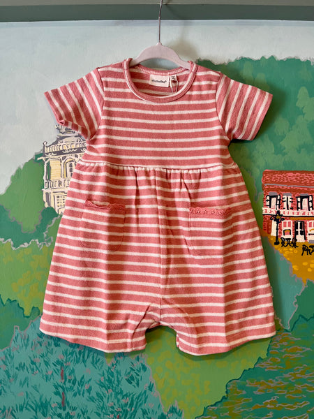 Minymo -  Pink Striped Knit Romper