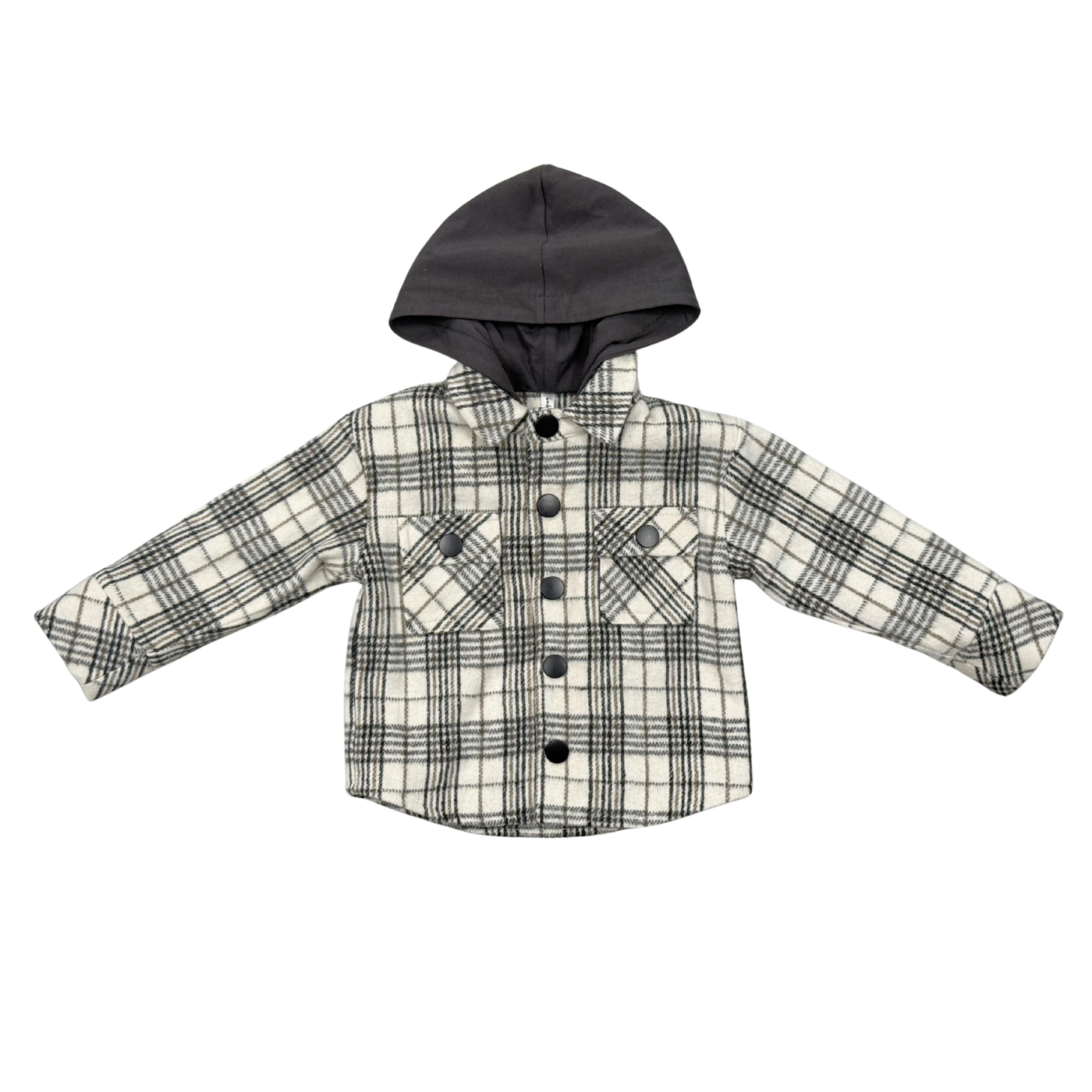 Babysprouts | Kid's Hooded Shacket - Granite Plaid