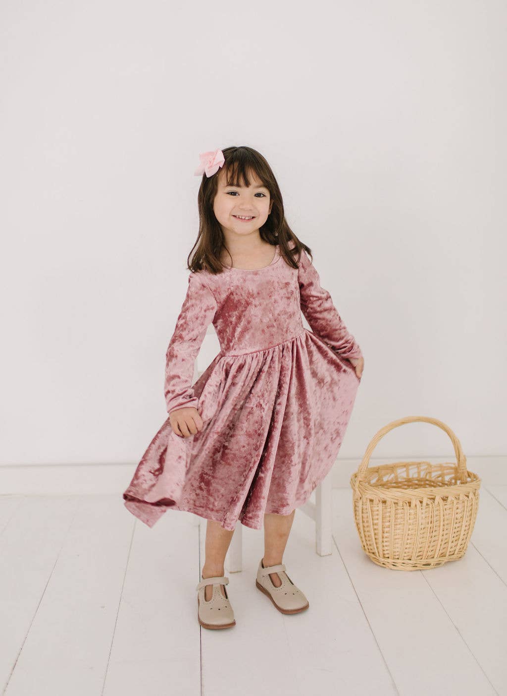 Ollie Jay - Gwendolyn Dress in Tea Rose Crushed Velvet