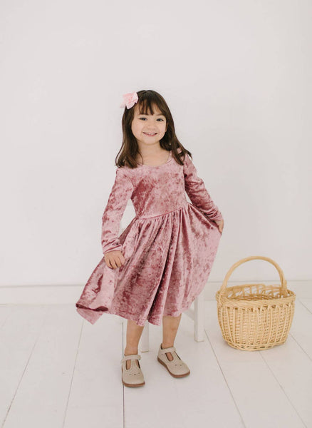 Ollie Jay - Gwendolyn Dress in Tea Rose Crushed Velvet