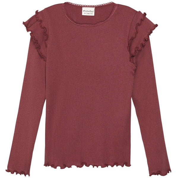 Minymo - Ribbed LS Top in Roan Rouge