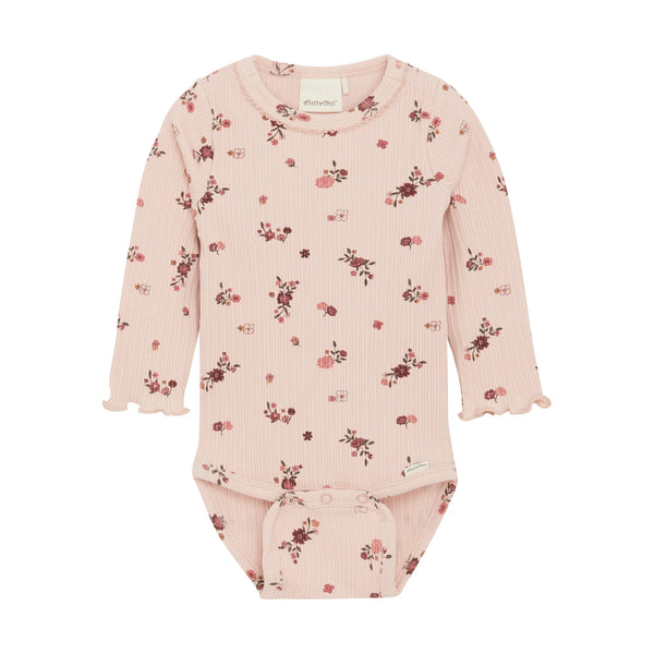 Minymo - Sepia Rose Floral Onesie