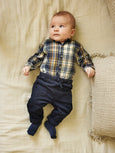 Minymo - Flannel Woven Onesie in Parisian Night