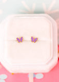 Pierced Co - Tiny Purple Butterfly Earrings
