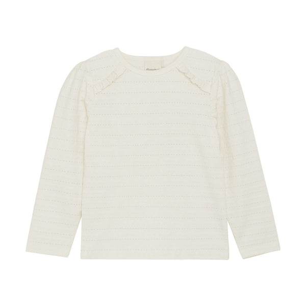 Minymo - Long Sleeve Jaquard Shirt in Eggnog