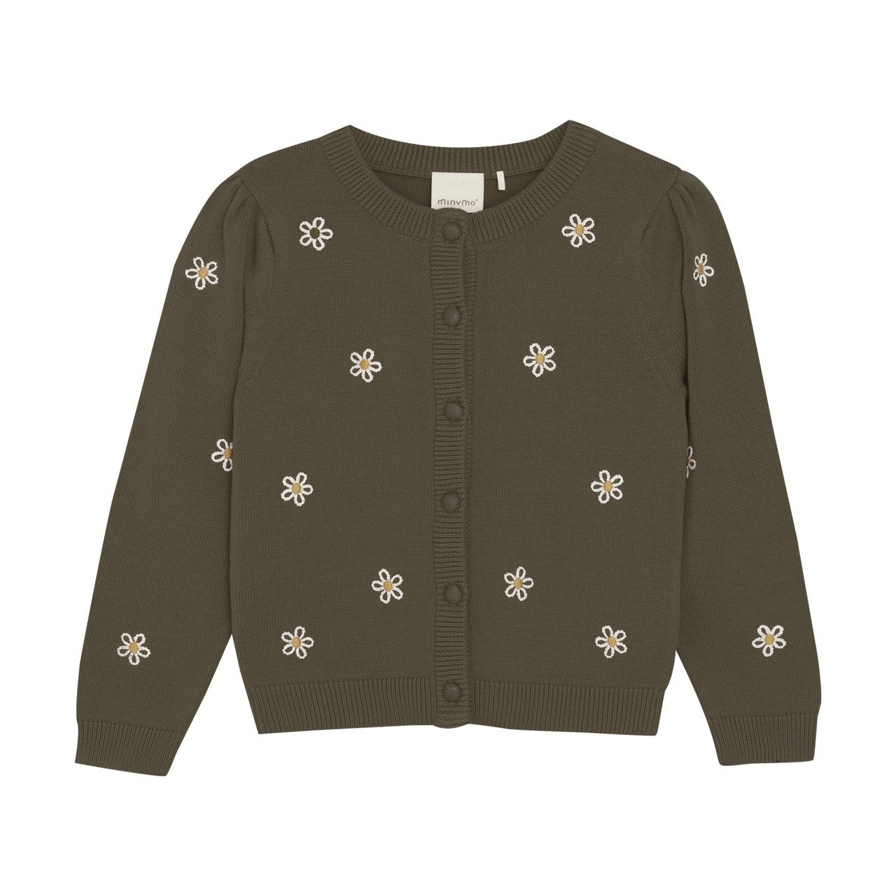 Minymo - Floral Knit Cardigan in Canteen