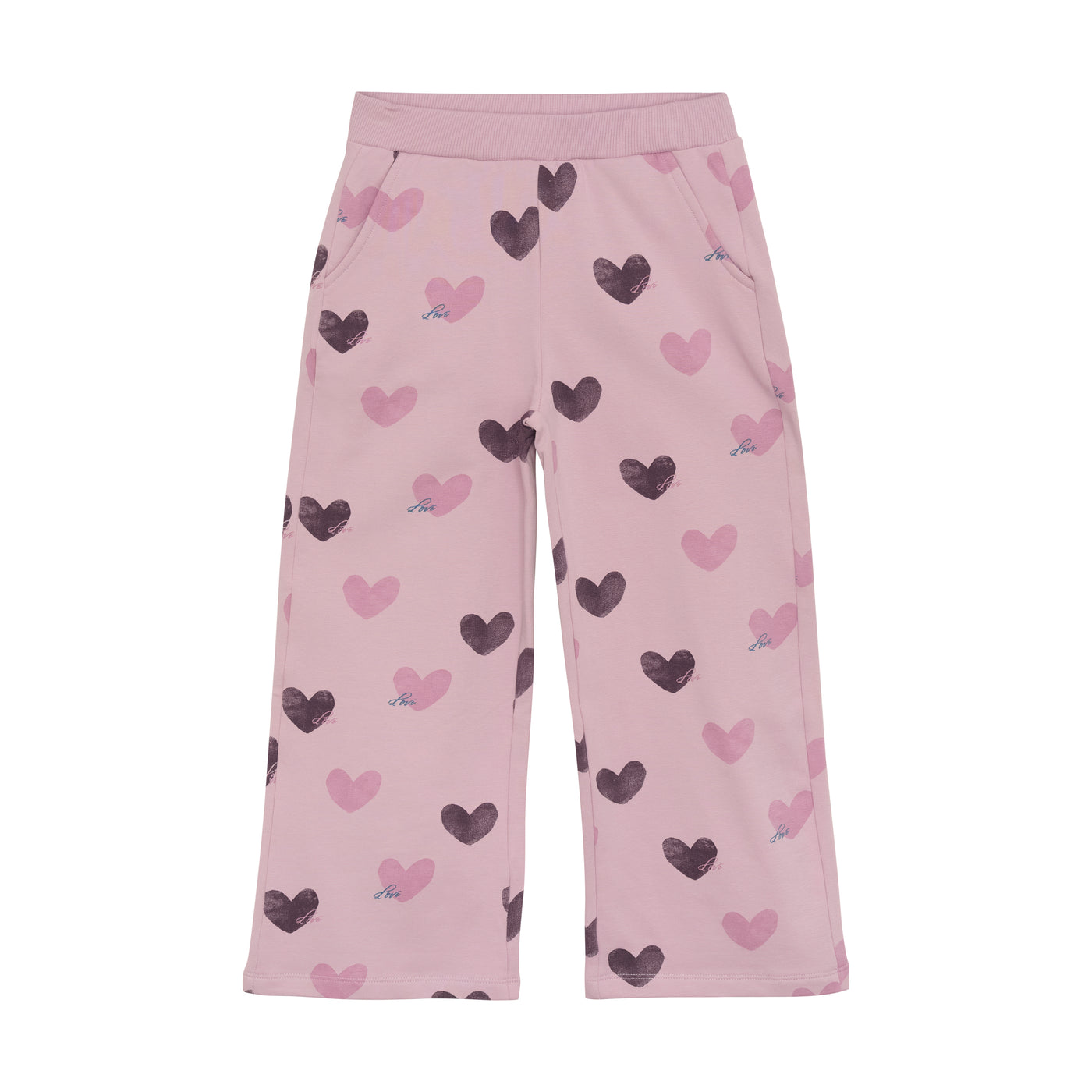 Minymo - Dawn Pink Heart Bell Bottom Pants