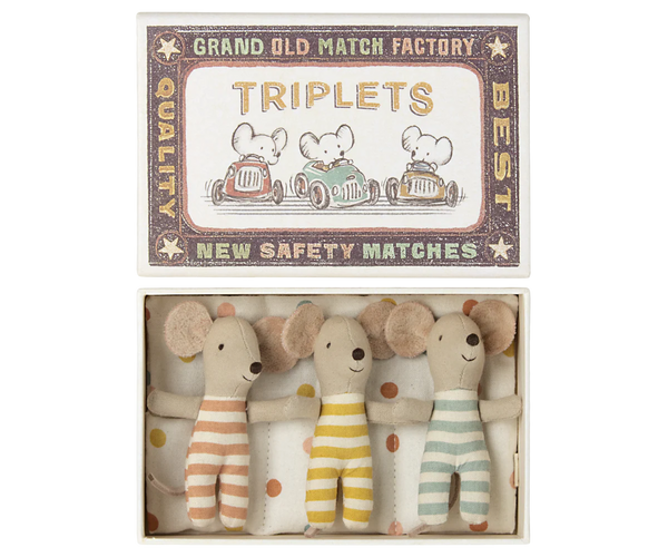 Maileg - Triplets, Baby Mice In a Matchbox