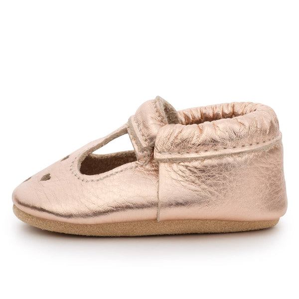 BirdRock Baby - Mary Jane Baby Leather Moccasins - Rose Gold