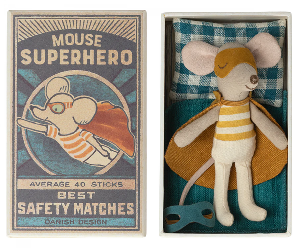 Maileg - Super Hero Mouse, Little Brother in Matchbox