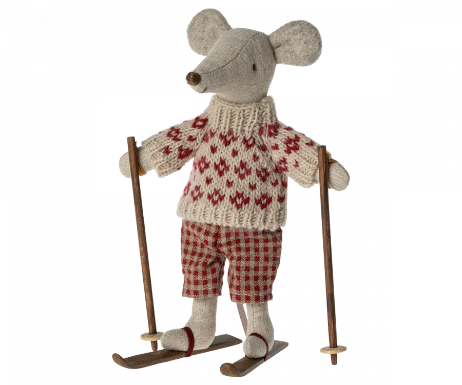 Maileg - Winter Mouse, with Ski Set, Mum