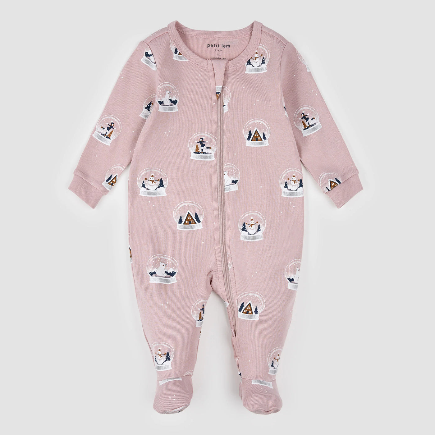 Petit Lem - Snow Globe Print on Violet - Footie Pajama
