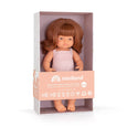 Miniland - Doll Caucasian Redhead Girl 15” Pink rompers