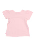 RuffleButts + RuggedButts - Girls Pink Knit Short Sleeve Scallop Tee