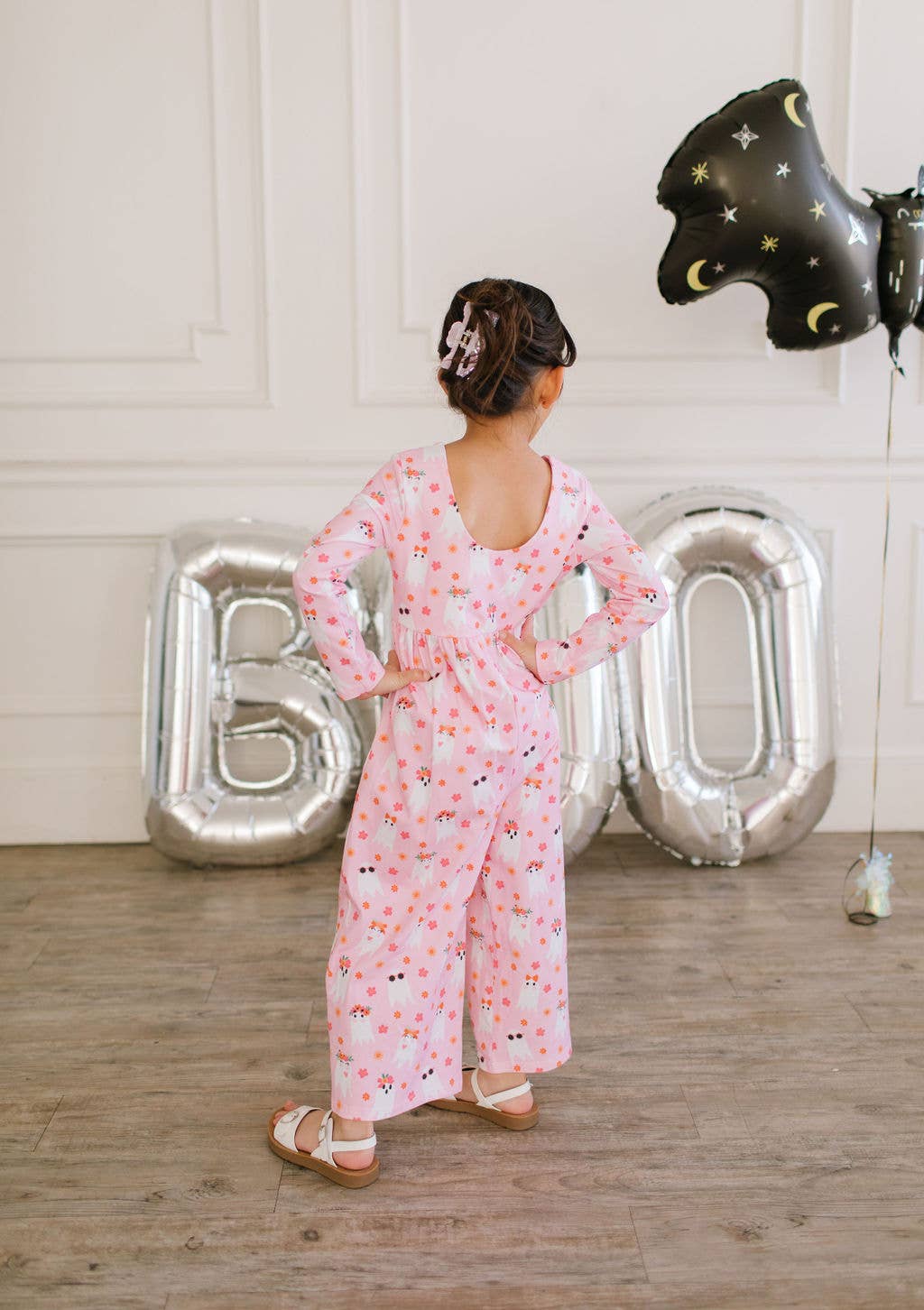 Ollie Jay - Long Sleeve Leggy Romper in Floral Ghost