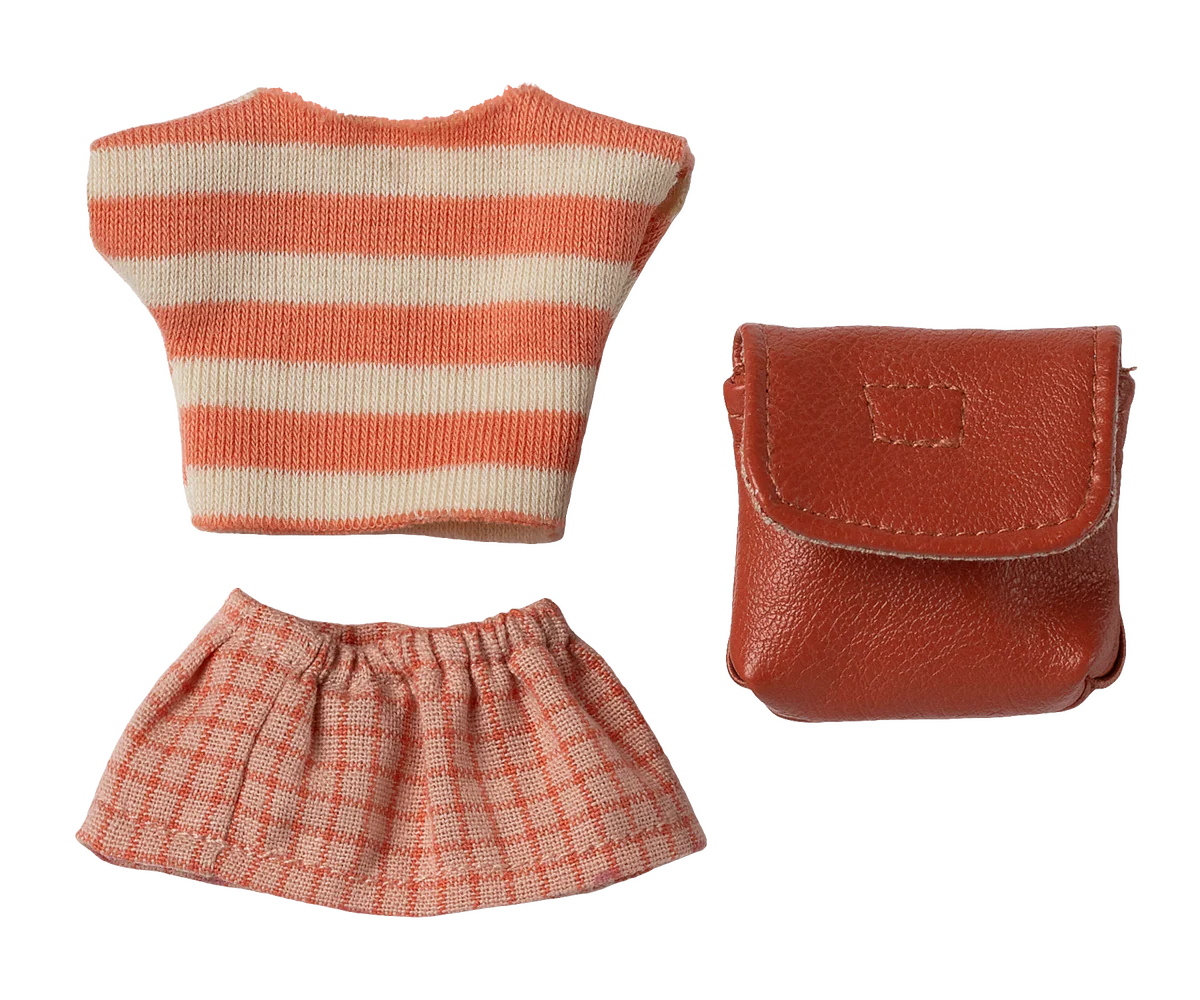 Maileg - Big Sister mouse clothes and bag - coral