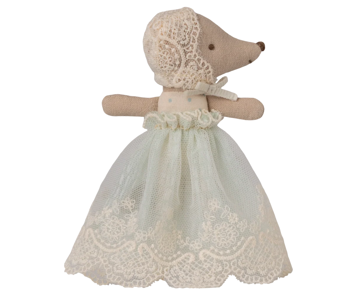 Maileg - Baby Mouse in gown- Mint