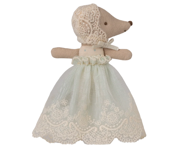 Maileg - Baby Mouse in gown- Mint