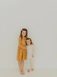 Babysprouts - Girl's Longsleeve Henley Dress in Mustard Floral