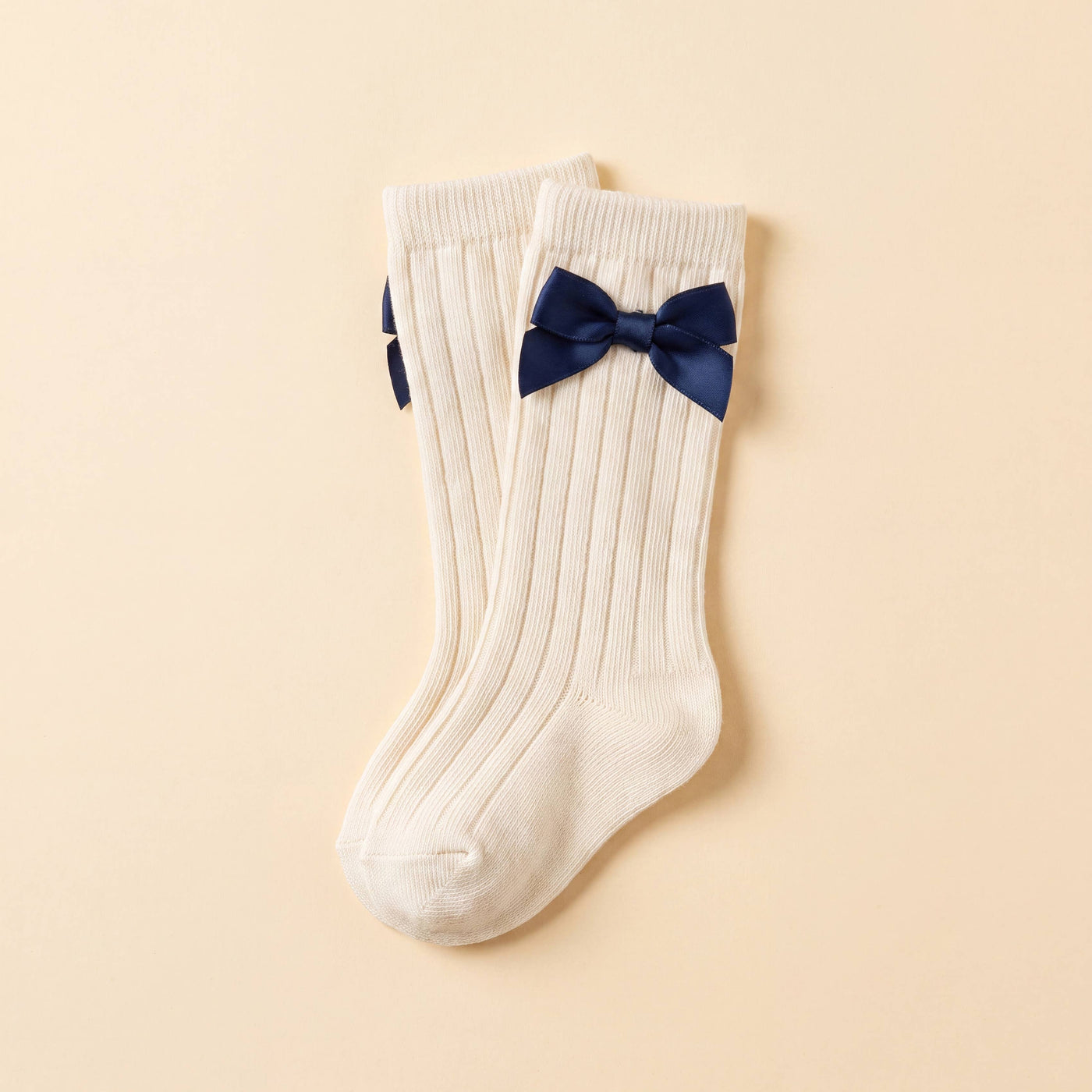 Vaenait Baby - Non-Slip Grip Knee Socks - Nana Ribbon Bow White