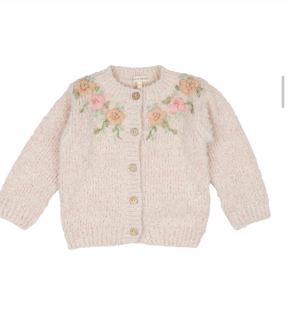 Wild Wawa - Amelia Cardigan - Heathered Pink