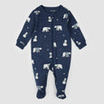 Petit Lem - Winter Polar Bear Print on Navy Sleeper