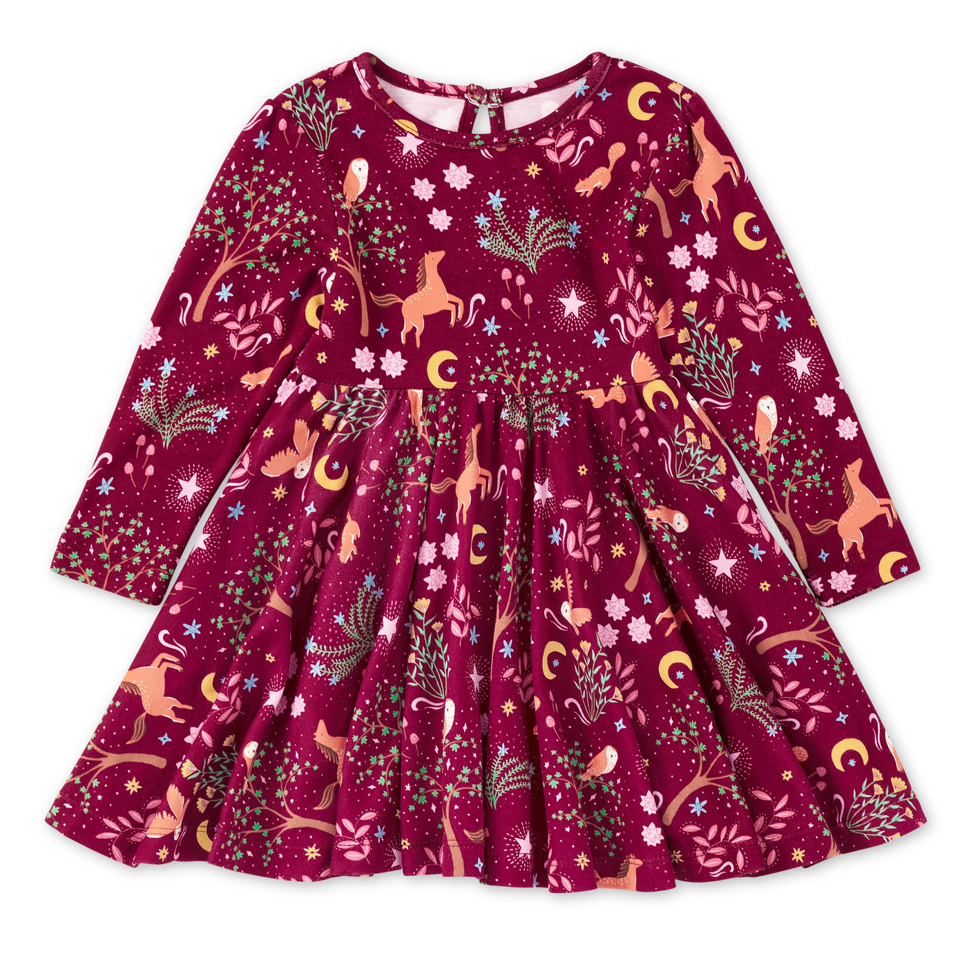 Apple Park - Bamboo Blend L/S Twirly Tee Dress - Woodland Dreams