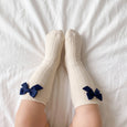 Vaenait Baby - Non-Slip Grip Knee Socks - Nana Ribbon Bow White