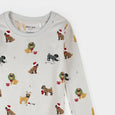 Petit Lem - Holiday Pugs Print on Light Grey PJ Set