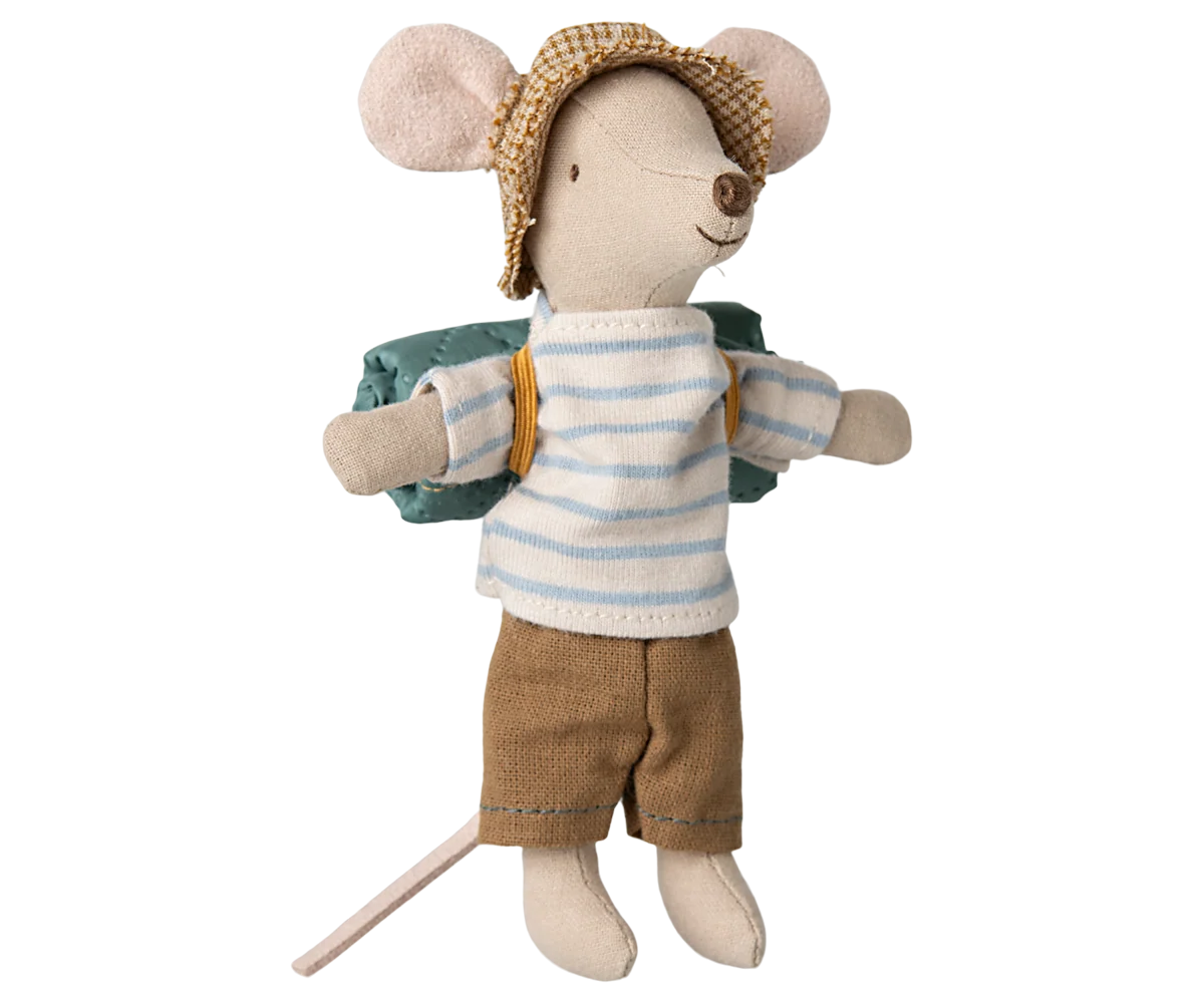 Maileg - Hiker Mouse - Big Brother - Light Blue Stripes