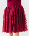 Bird & Bean® - Girls Velvet Heart Holiday Tulle Dress - Ruby