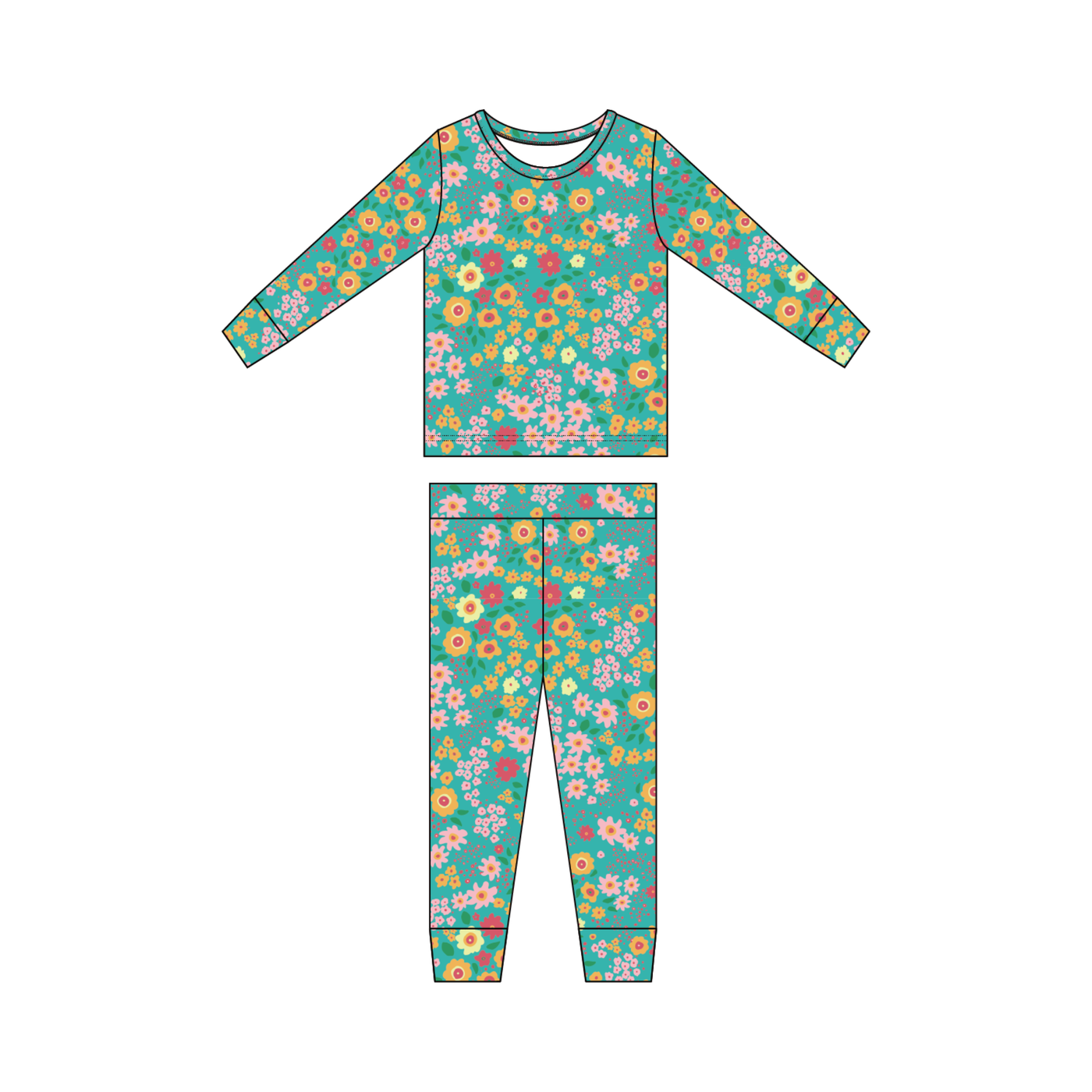 bug + bean kids - Ribbed Bamboo Two-Piece Set — Summer Meadow