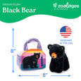 The Petting Zoo - Plush Animal Set with Purse -  9" Black Bear