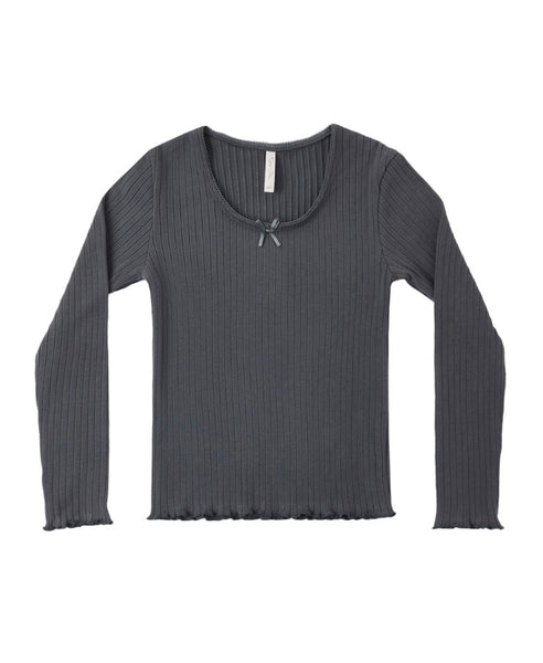 Rylee & Cru l Long Sleeve Knit Ribbed Top - Midnighy