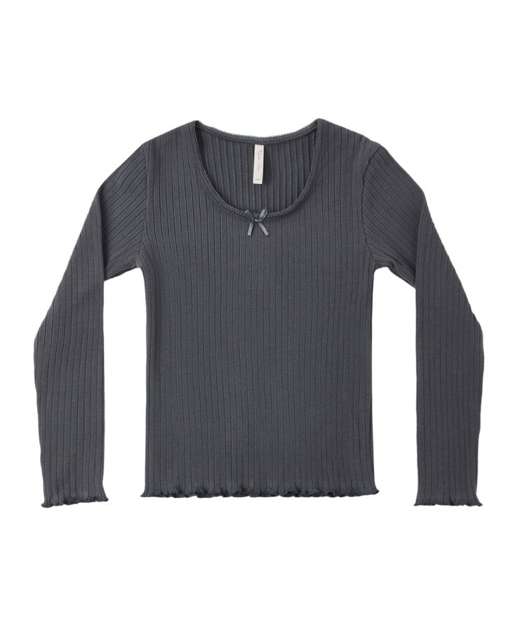 Rylee & Cru l Long Sleeve Knit Ribbed Top - Midnighy