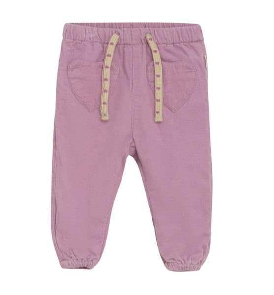 Minymo - Heart Pocket Corduroy Pants - Mauve Orchid