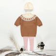 Souris Mini BROWN PATTERNED KNITTED DRESS IN COTTON CASHMERE, CHILD