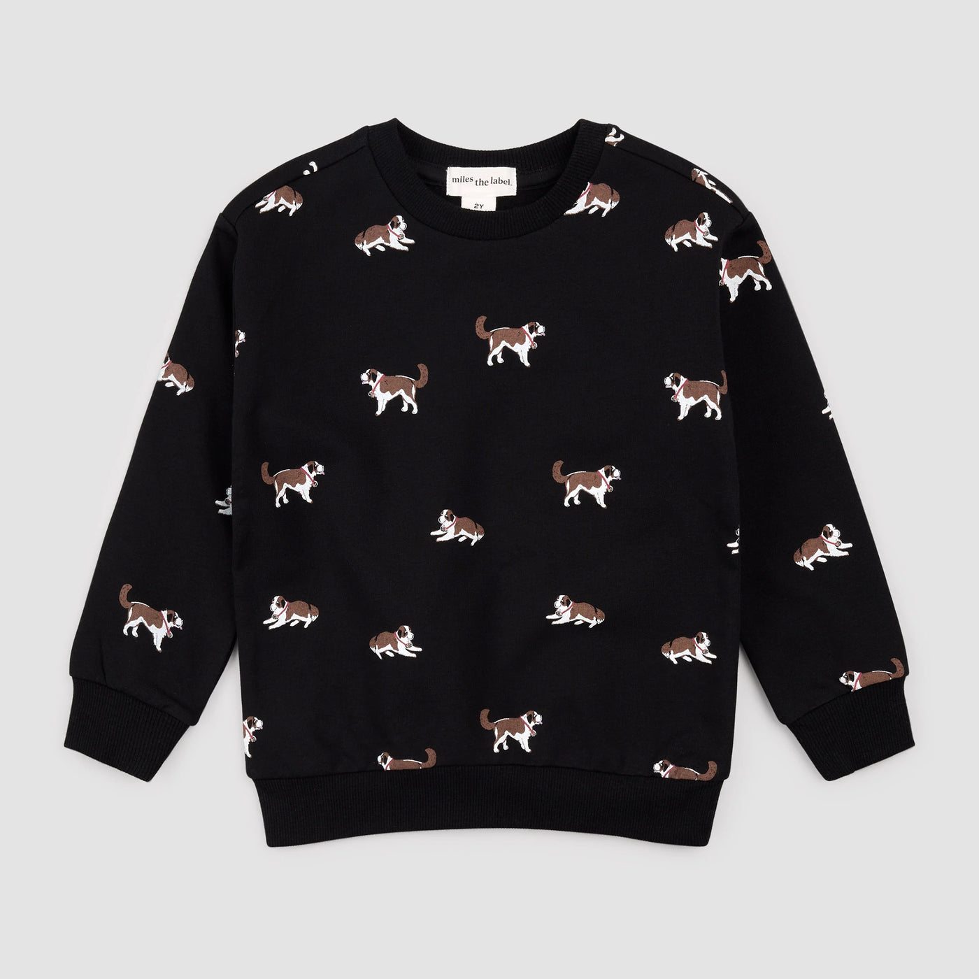 Miles the Label - Saint Bernard Print on Black Sweatshirt